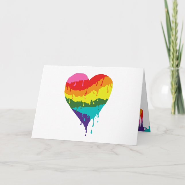 Tarjeta Festiva Corazón del arco iris (Anverso)