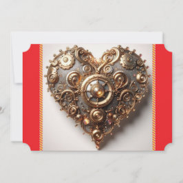 Tarjeta Festiva Corazón del engranaje del reloj elegante Steampunk