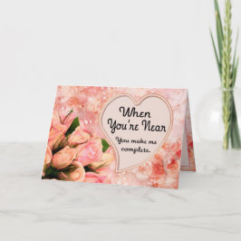 Tarjeta Festiva Corazón del pétalo color de rosa - verso del