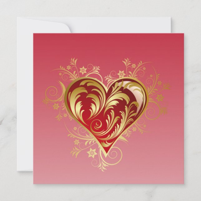 Tarjeta Festiva Corazón dorado (Anverso)