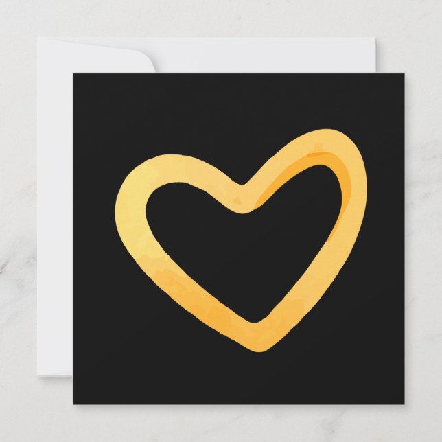 Tarjeta Festiva Corazón dorado sobre fondo negro (Anverso)