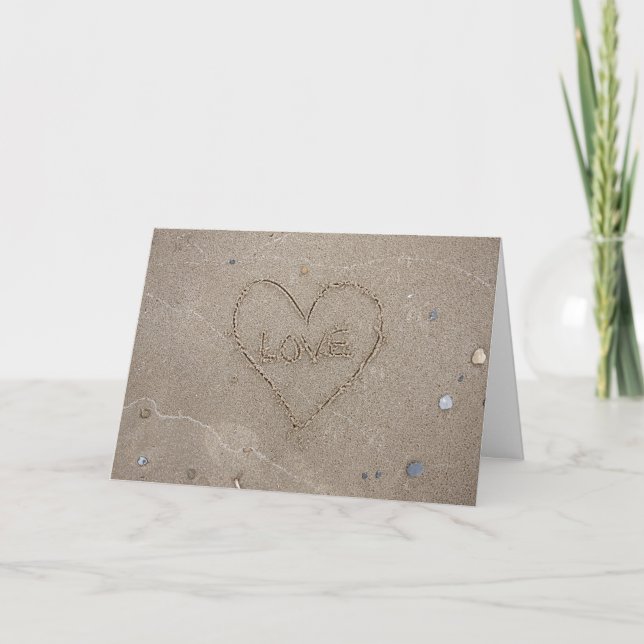 Tarjeta Festiva Corazón en arena (Anverso)