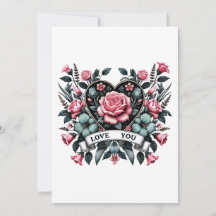 Tarjeta Festiva Corazón floral