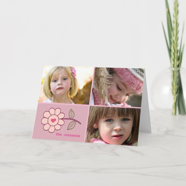 Tarjeta Festiva corazón floral (Anverso)