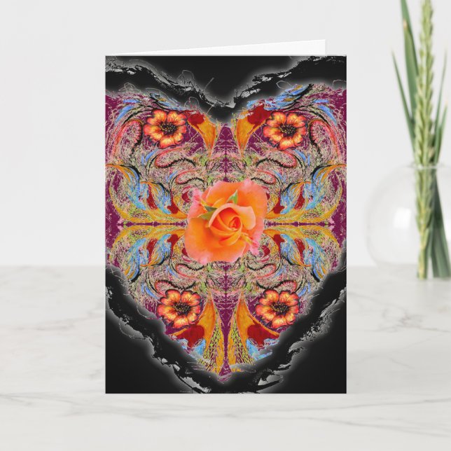 Tarjeta Festiva Corazón florido Valentine Neovictoriano (Anverso)