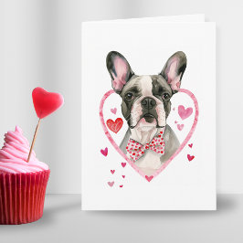 Tarjeta Festiva Corazón francés de perro Día de San Valentín de Bu