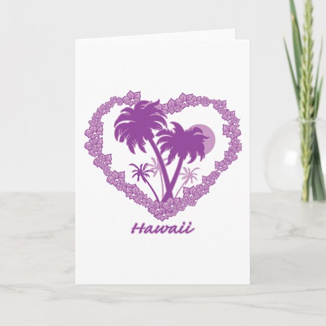 Tarjeta Festiva Corazón hawaiano de palmera (Anverso)