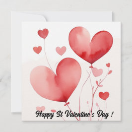 Tarjeta Festiva Corazón Hermoso Flores Acuarela San Valentín