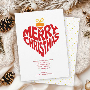 Tarjeta Festiva Corazón moderno retro amor navideño feliz