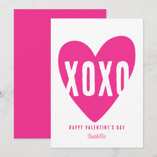 Tarjeta Festiva Corazón moderno XOXO personalizado de San Valentín