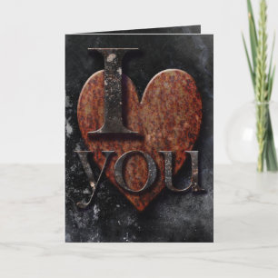 Tarjeta Festiva Corazón oxidado oscuro "te amo" gótico