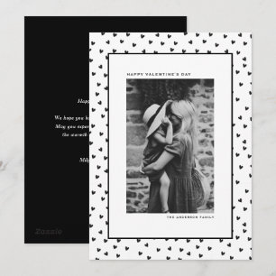 Tarjeta Festiva Corazón Patrón Negro y Blanco Día de San Valentín
