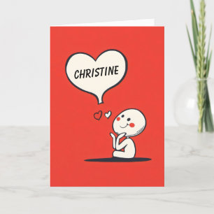 Tarjeta Festiva Corazón Personalizado lindo amor rojo