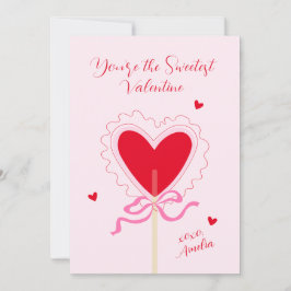 Tarjeta Festiva Corazón Piruleta Arco XOXO Valentín más Dulce Amor