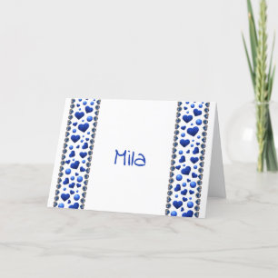 Tarjeta Festiva Corazón purpurina azul personalizado