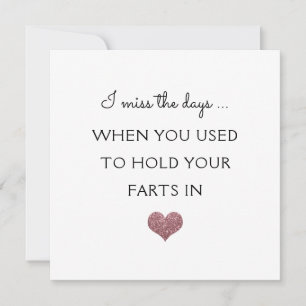 Tarjeta Festiva corazón purpurina de divertidos fart valentine/ani