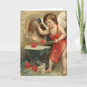 Tarjeta Festiva Corazón que hace cupido vintage Valentine