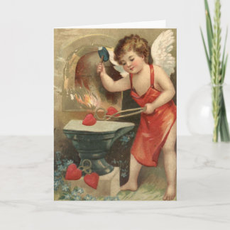 Tarjeta Festiva Corazón que hace cupido vintage Valentine