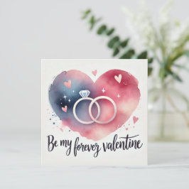Tarjeta Festiva Corazón Radiante con Anillos y Elegancia Floral