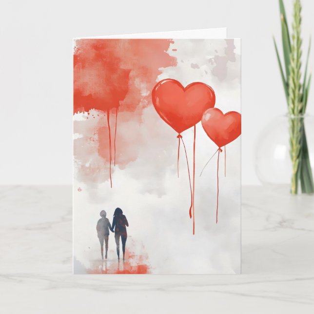 Tarjeta Festiva Corazón Rojo Amor Pareja (Anverso)