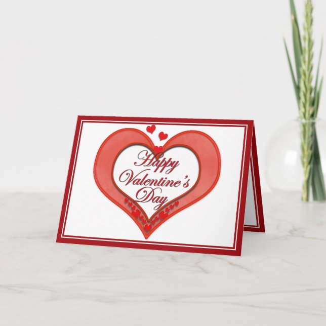 Tarjeta Festiva Corazón Rojo Beaded Valentine (Anverso)