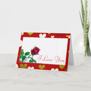 Tarjeta Festiva Corazón rojo blanco con Rosa te amo