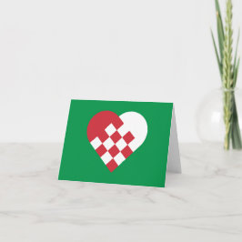 Tarjeta Festiva Corazón rojo blanco danés