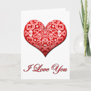 Tarjeta Festiva Corazón Rojo Elegante de San Valentín