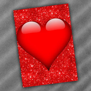 Tarjeta Festiva Corazón Rojo, Purpurina Rojo Valentine