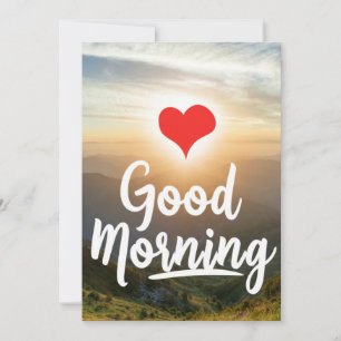 Tarjeta Festiva Corazón Rojo Soleado Buenos Días