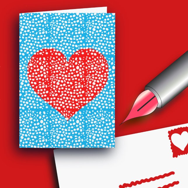 Tarjeta Festiva Corazón Rojo visto a través de una ventana nevada  (Subido por el creador)