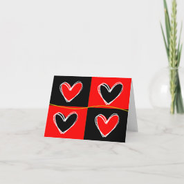 Tarjeta Festiva Corazón rojo y negro