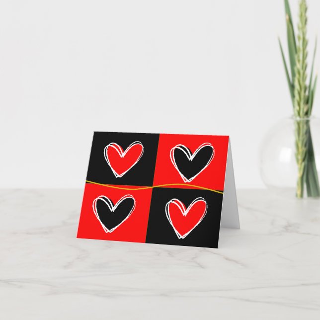 Tarjeta Festiva Corazón rojo y negro (Anverso)