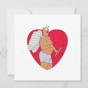 Tarjeta Festiva Corazón Romántico Con Un Cupido Inusual