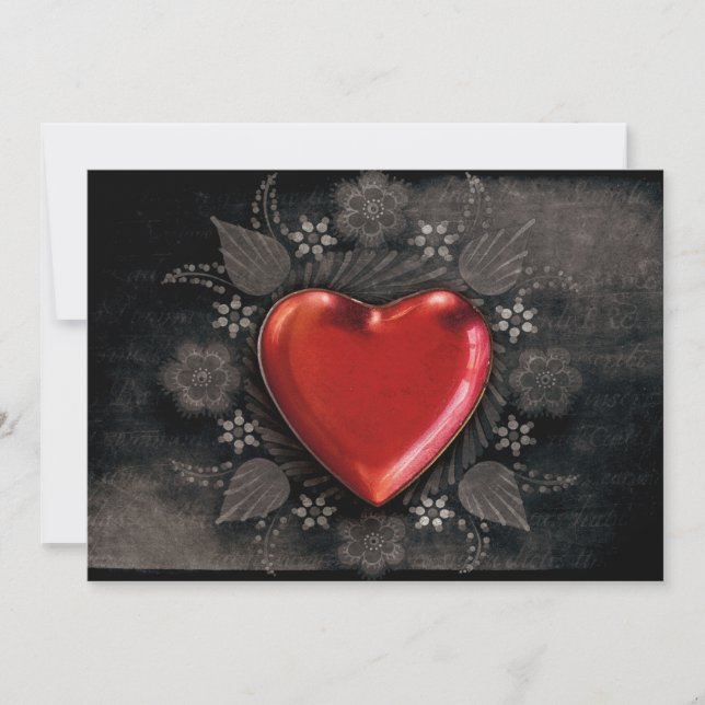 Tarjeta Festiva Corazón romántico floral Valentine Love (Anverso)