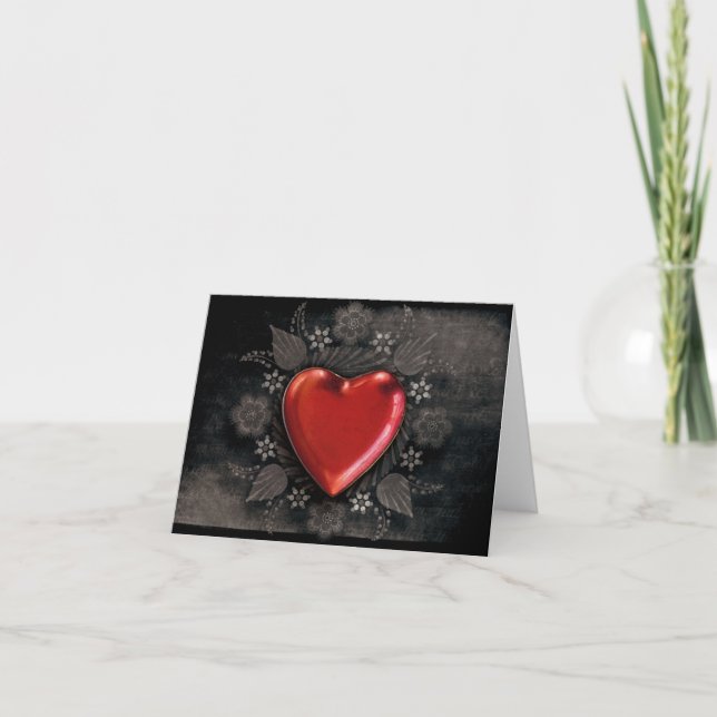 Tarjeta Festiva Corazón romántico floral Valentine Love (Anverso)