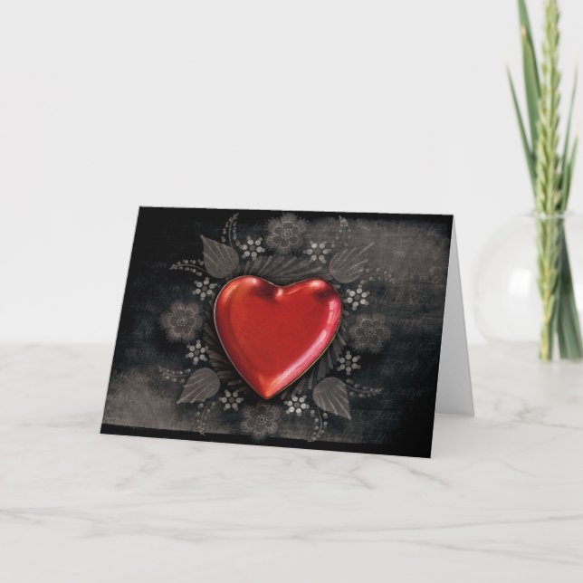 Tarjeta Festiva Corazón romántico floral Valentine Love (Anverso)