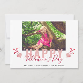 Tarjeta Festiva Corazón Rosa de San Valentín Foto de Familia con L