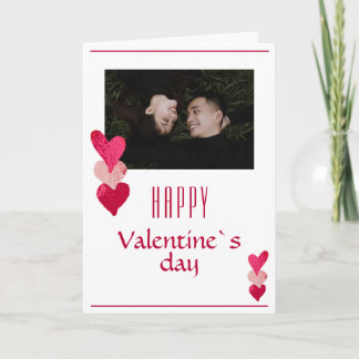 Tarjeta Festiva Corazón Rosa Romántico Pareja Foto Día de San Vale