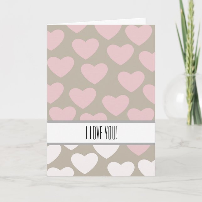 Tarjeta Festiva Corazón rosa y blanco (Anverso)