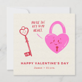 Tarjeta Festiva Corazón rosa y rojo Feliz día de San Valentín