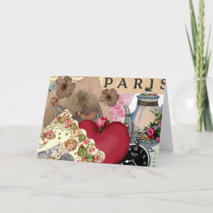 Tarjeta Festiva Corazón y París rojos