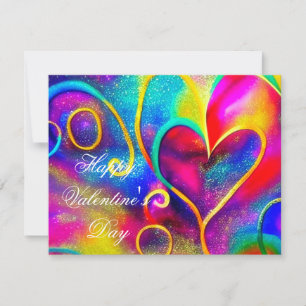 Tarjeta Festiva Corazones abstractos brillantes para niños en San 