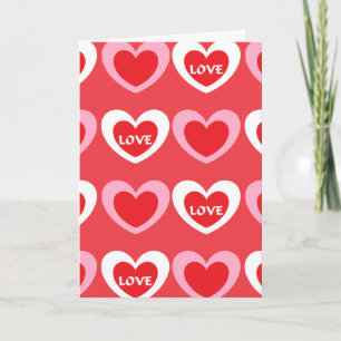 Tarjeta Festiva Corazones blanco y rosa