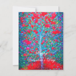 Tarjeta Festiva Corazones brillantes en el árbol de San Valentín