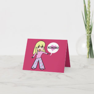 Tarjeta Festiva Corazones Chibi de San Valentín