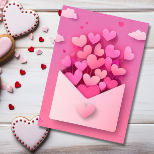 Tarjeta Festiva Corazones con cortaduras de papel Saludo de San Va