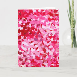 Tarjeta Festiva Corazones confetti rosadas