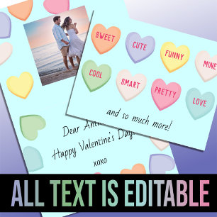 Tarjeta Festiva Corazones cortos El día de San Valentín azul dulce