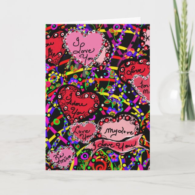 Tarjeta Festiva Corazones de Amor (Anverso)